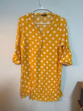 Tex Yellow Polka Dot V-Neck dress